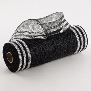 10" Border Stripe Mesh: Black & White