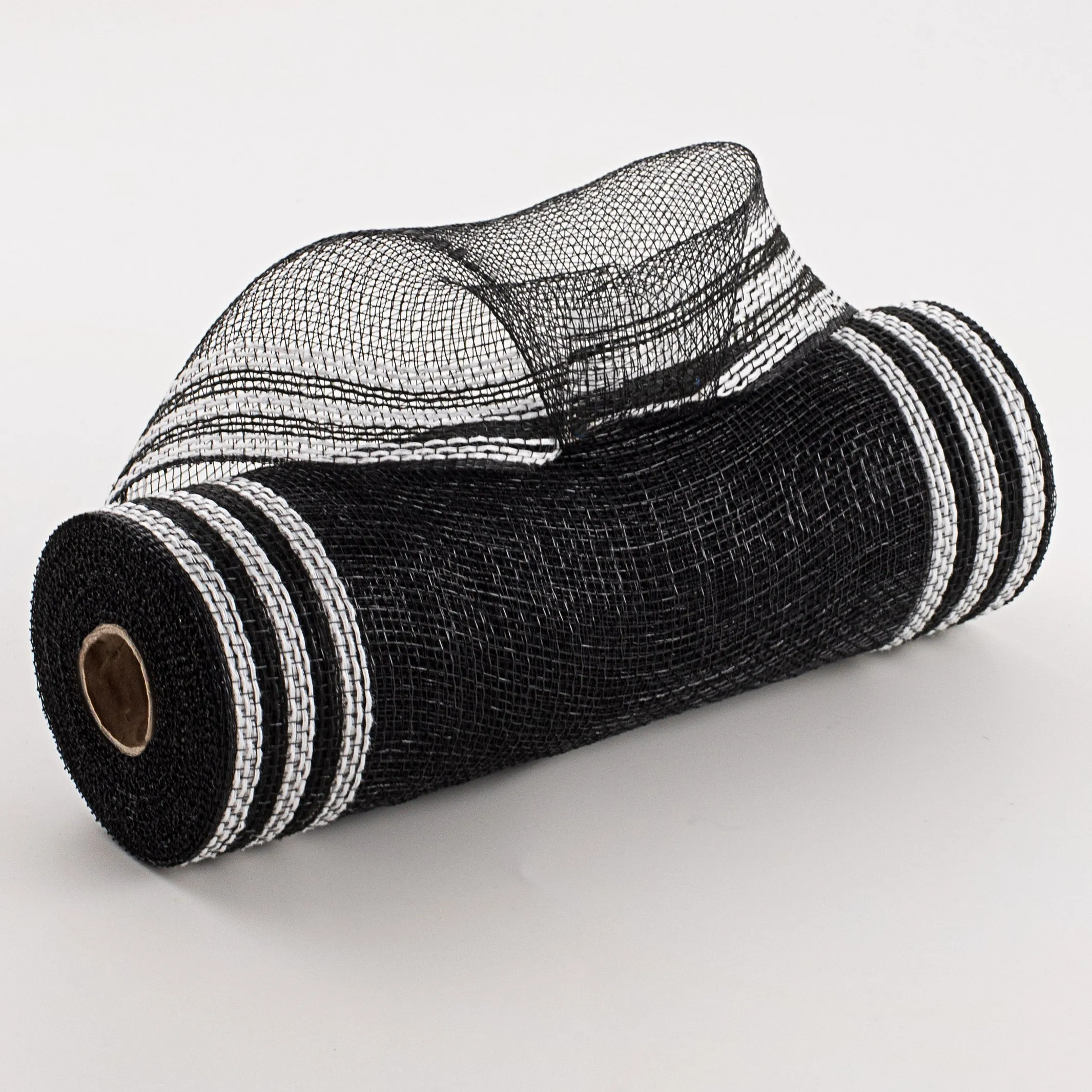 10" Border Stripe Mesh: Black & White