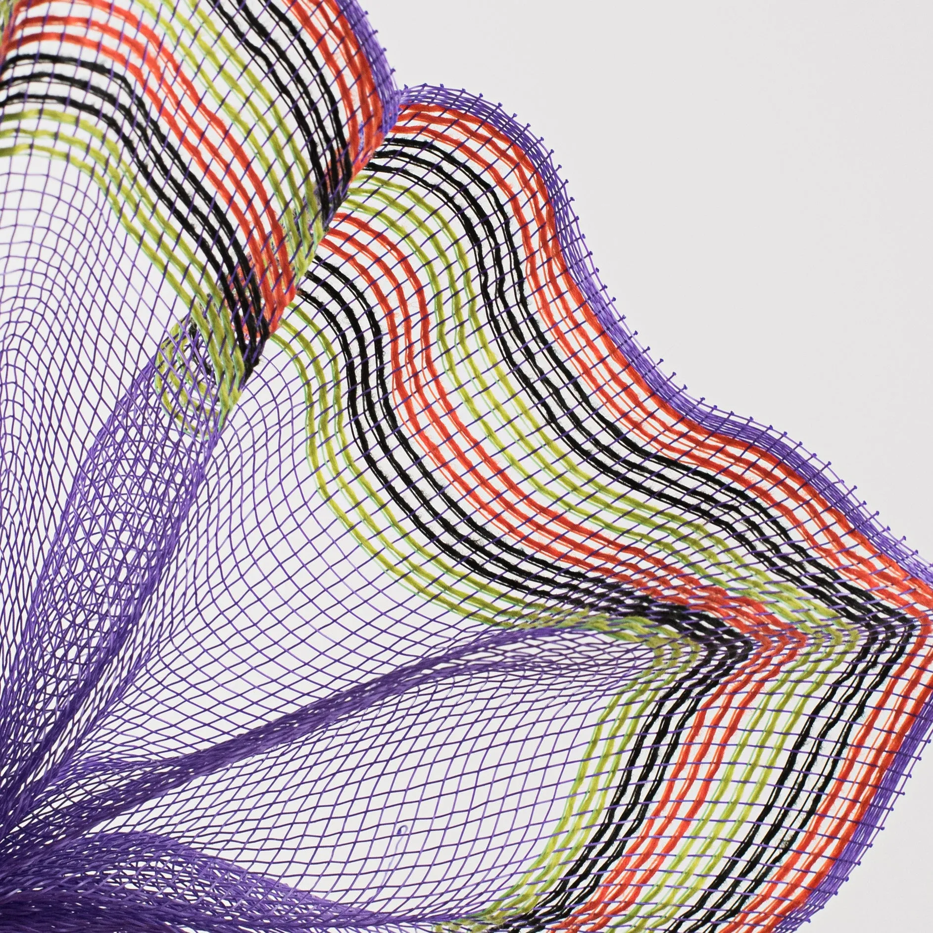 10" Border Stripe Mesh: Purple, Orange, Black, Fresh Green