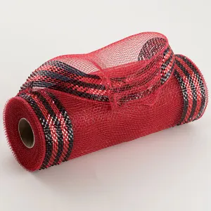 10" Border Stripe Metallic Mesh: Red & Black