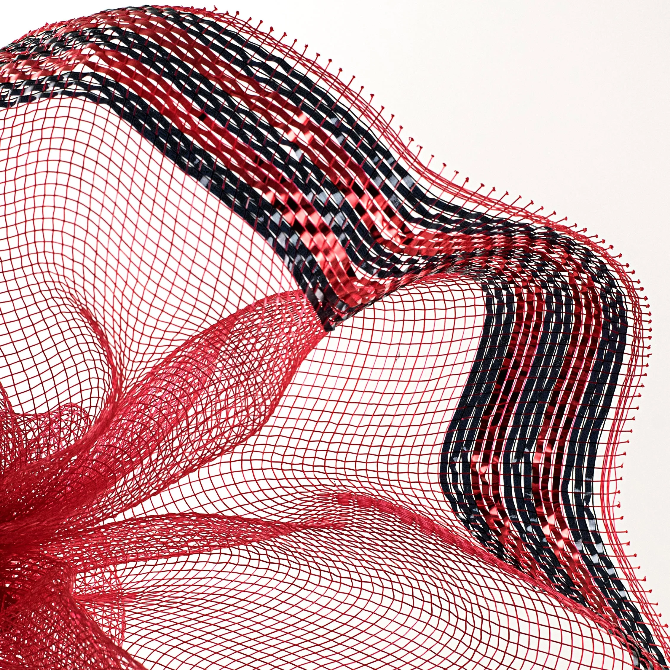 10" Border Stripe Metallic Mesh: Red & Black