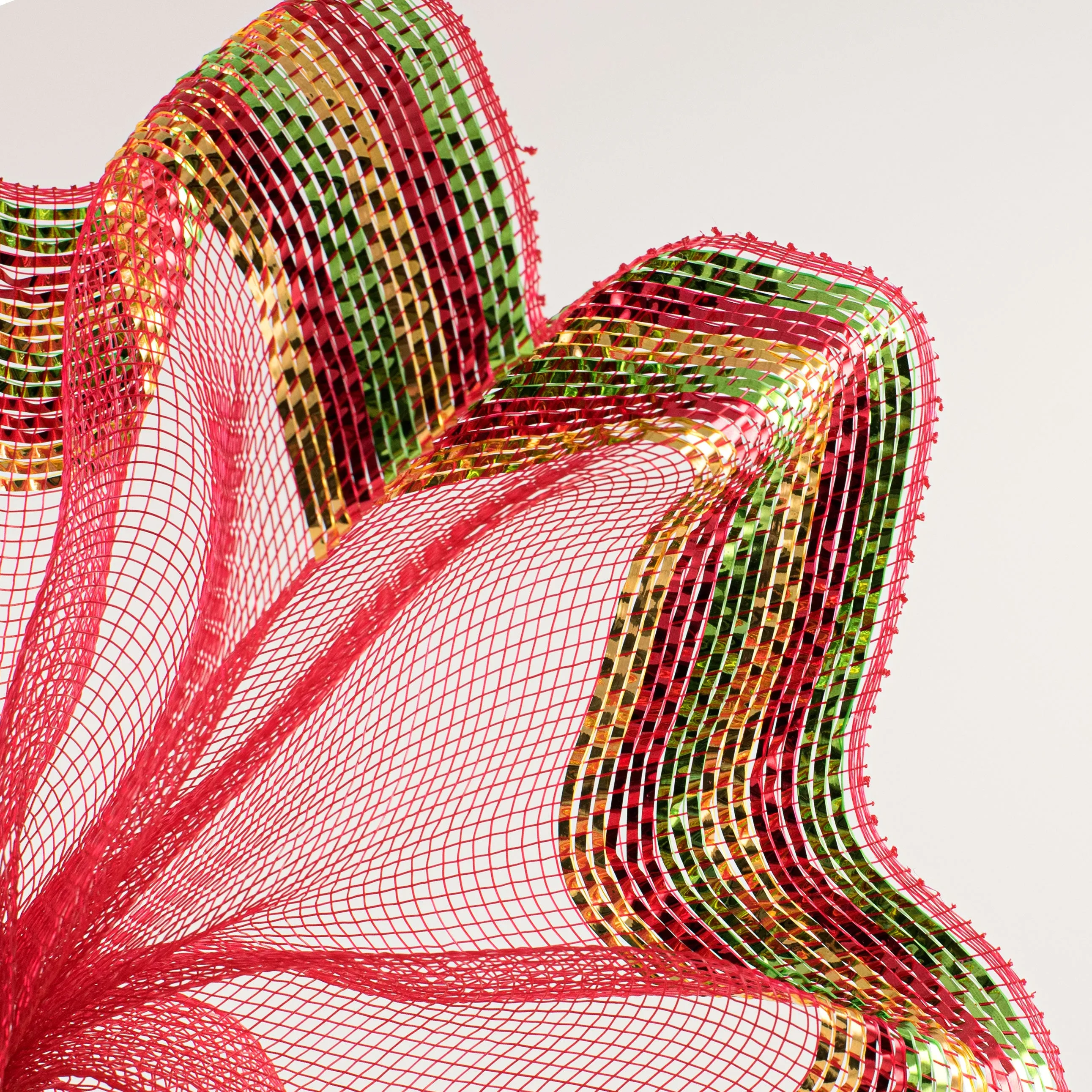10" Border Stripe Metallic Mesh: Red, Lime, Gold