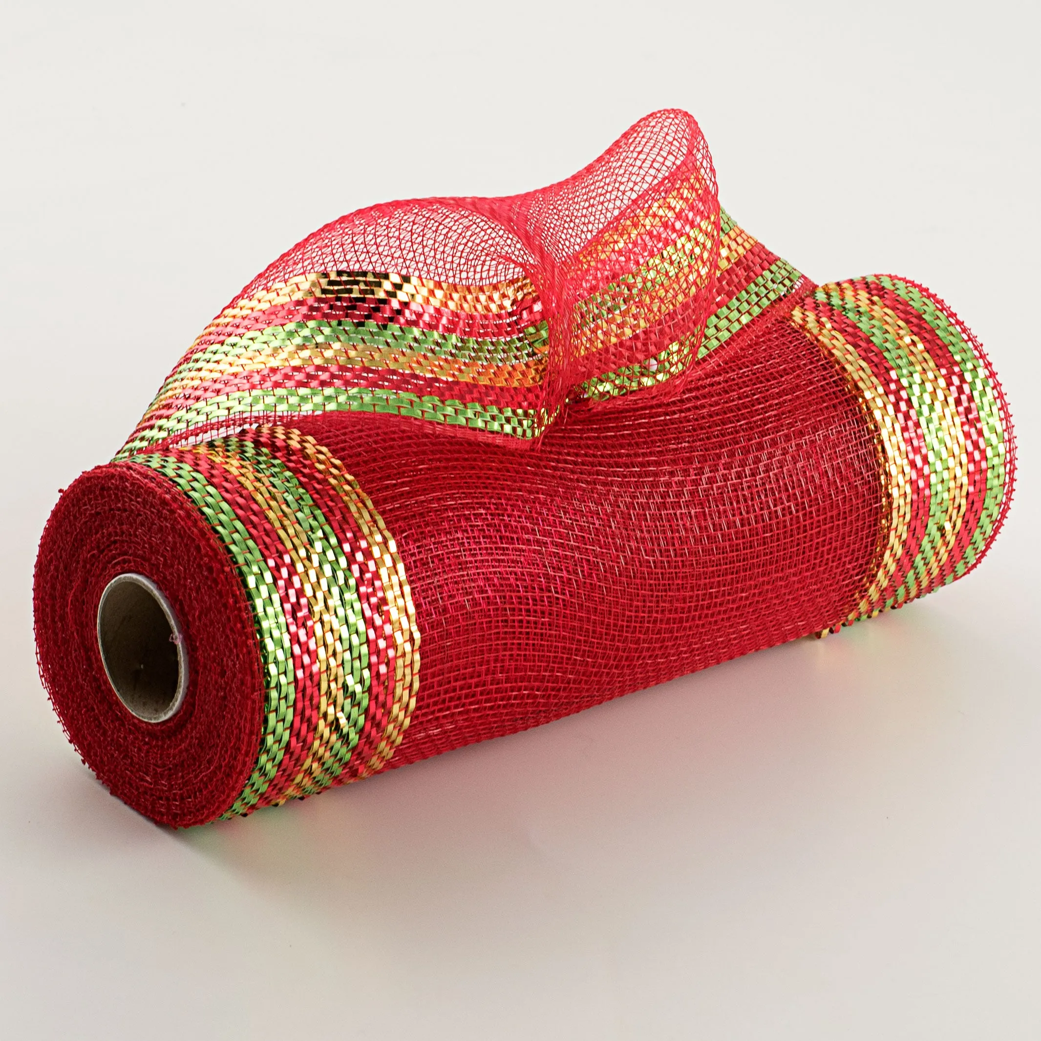 10" Border Stripe Metallic Mesh: Red, Lime, Gold
