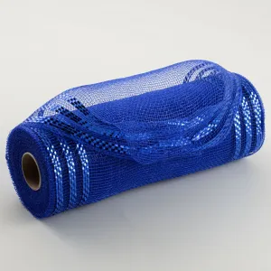 10" Border Stripe Metallic Mesh: Royal Blue