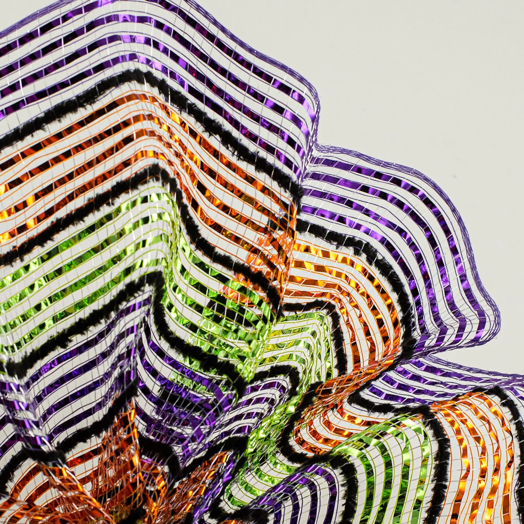 10" Bright Metallic Stripe Mesh: Purple, Lime, Orange, Black