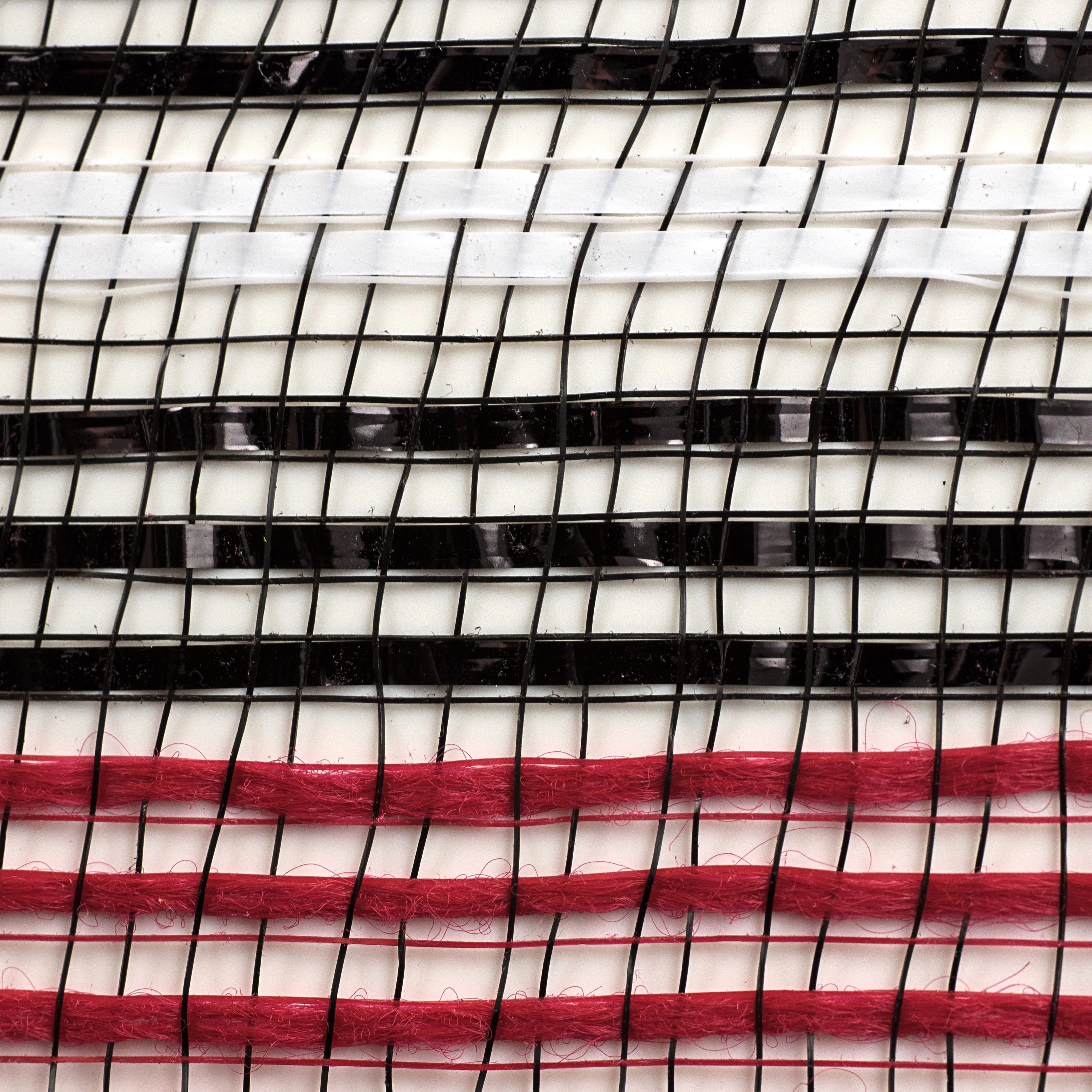 10" Fabric Bold Stripe Mesh: Black, Red, White
