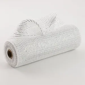 10" Fabric Mesh: Metallic Silver/White