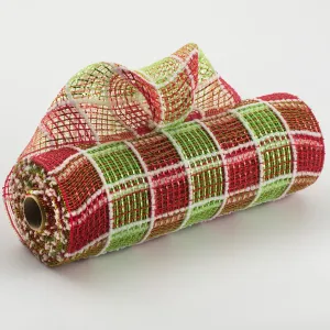 10" Fuzz Snow Check Mesh: Red & Lime