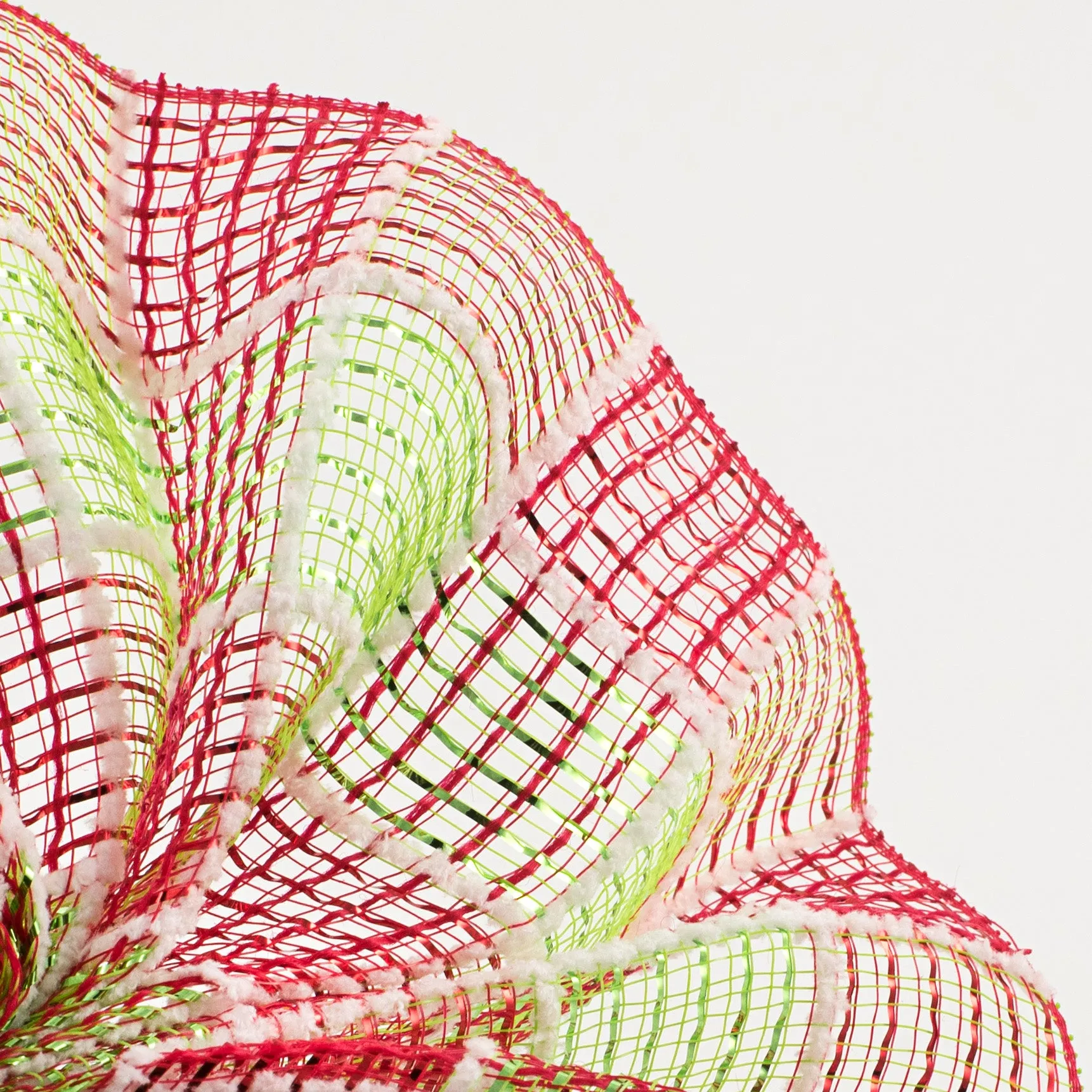 10" Fuzz Snow Check Mesh: Red & Lime