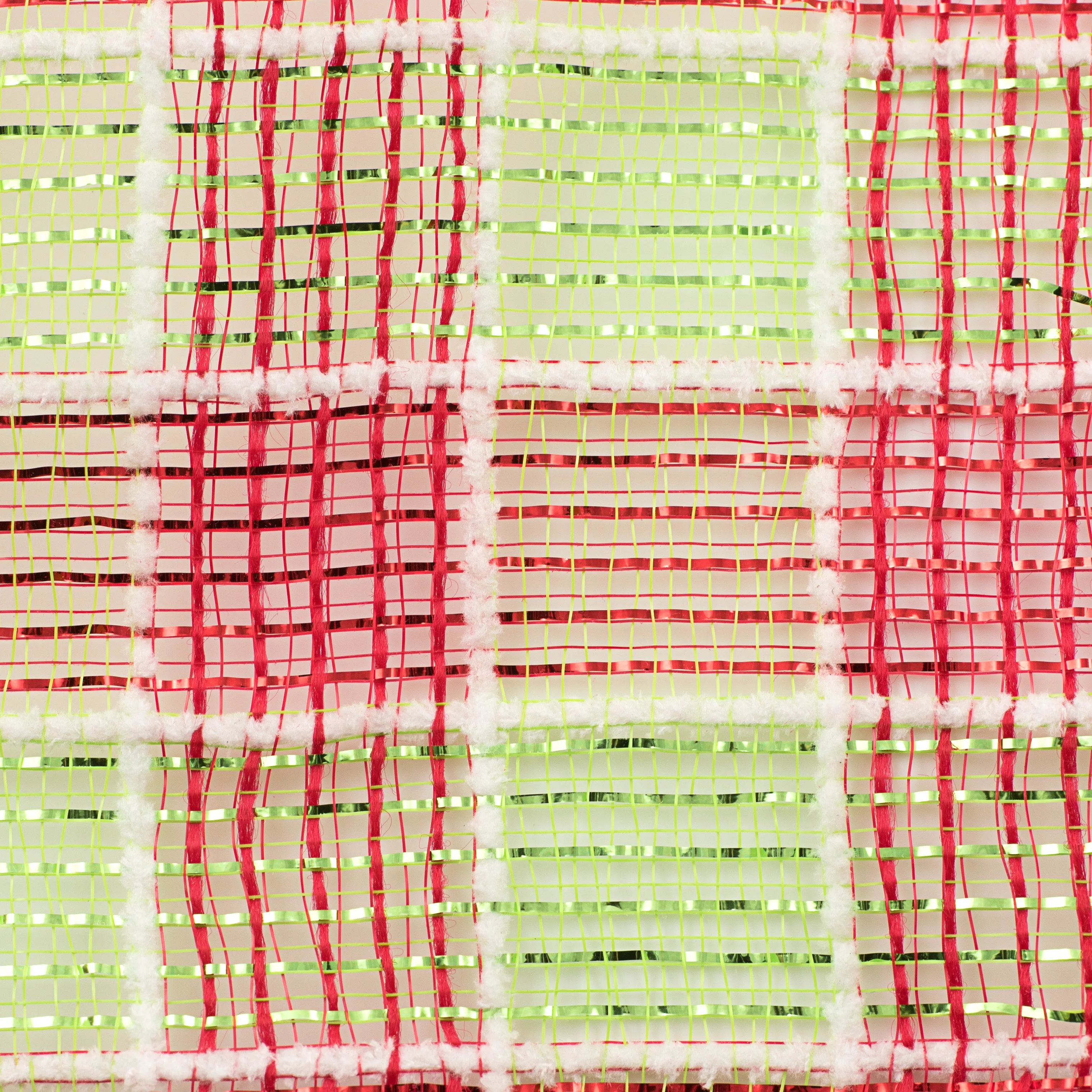 10" Fuzz Snow Check Mesh: Red & Lime