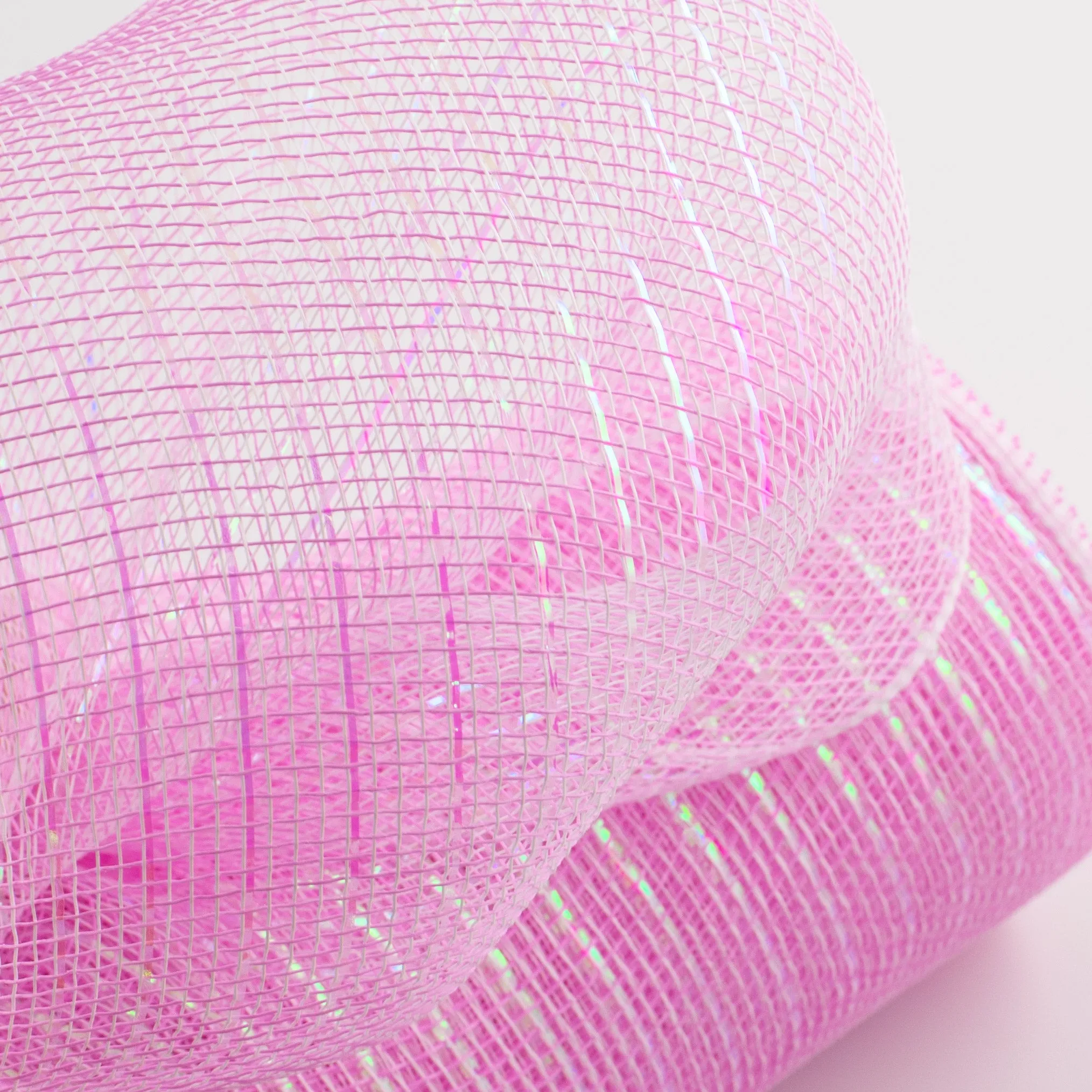 10" Iridescent Foil Mesh: Pastel Pink & White