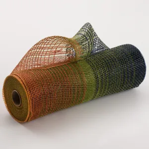 10" Jute Ombré Deco Mesh: Orange, Moss & Navy
