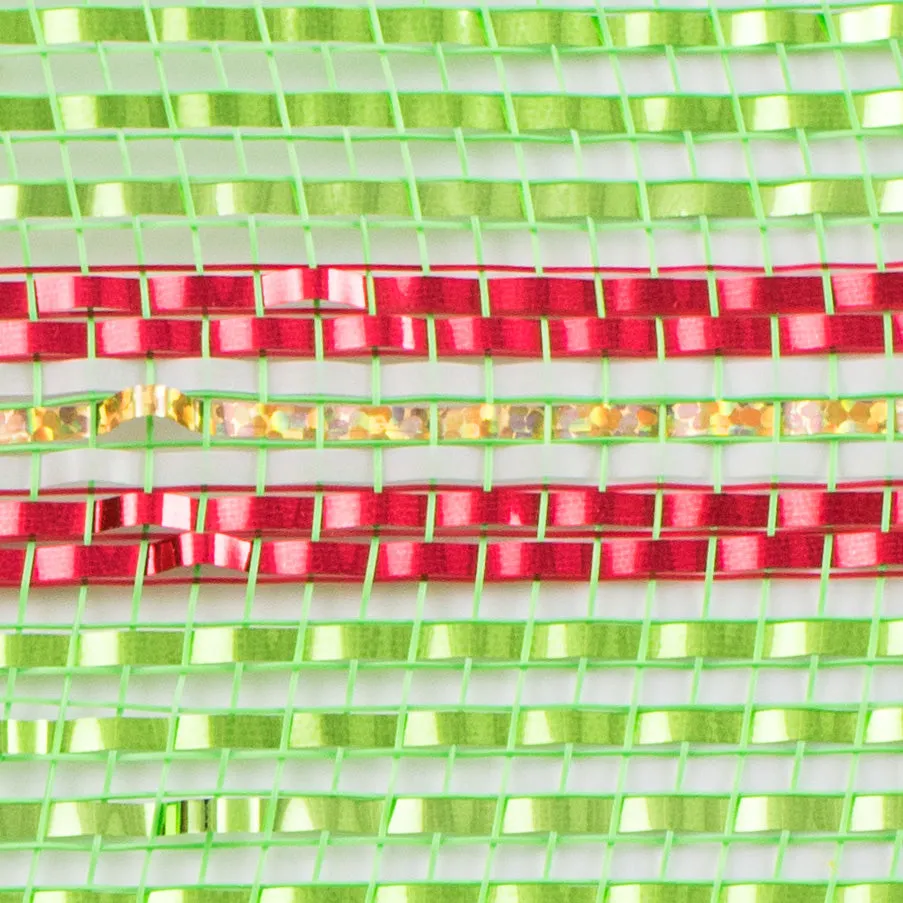 10" Laser Foil Mesh: Lime Green, Red, Gold, White