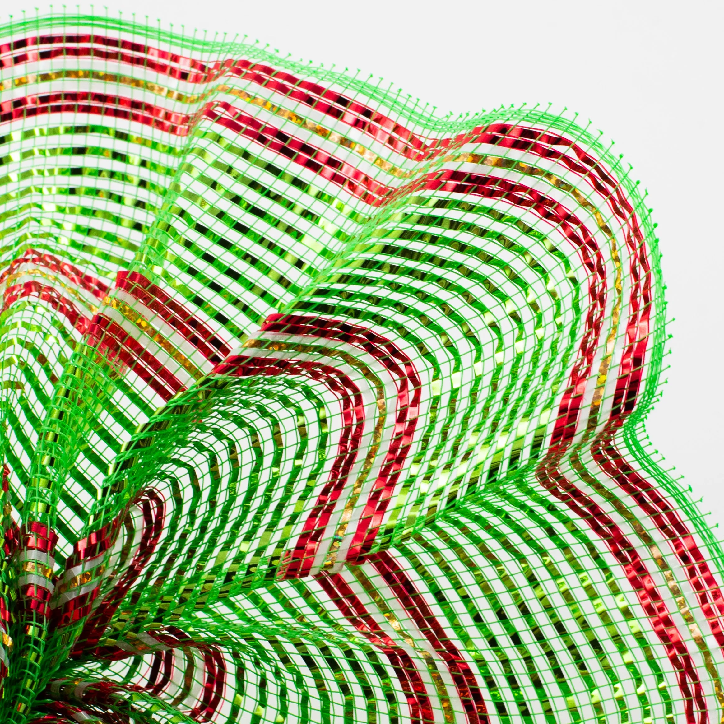 10" Laser Foil Mesh: Lime Green, Red, Gold, White
