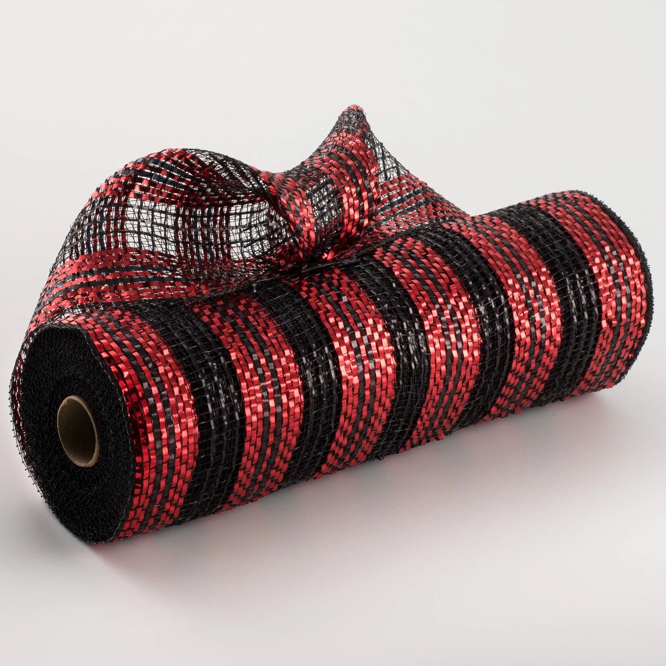 10" Metallic Stripe Mesh: Red & Black