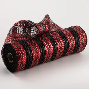 10" Metallic Stripe Mesh: Red & Black