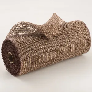 10" Multi Poly Burlap Check Mesh: Brown & Beige