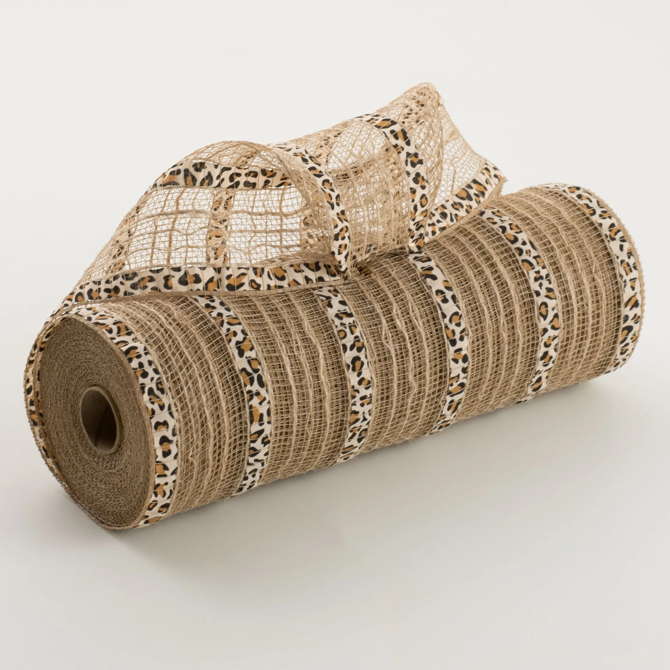 10" Patterned Mesh: Natural Jute & Cheetah Print