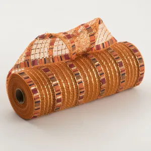 10" Patterned Mesh: Rust Metallic & Fall Print