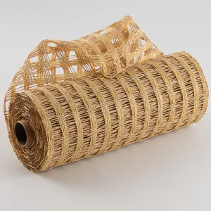 10" Poly Burlap Check Mesh: Buff & Beige