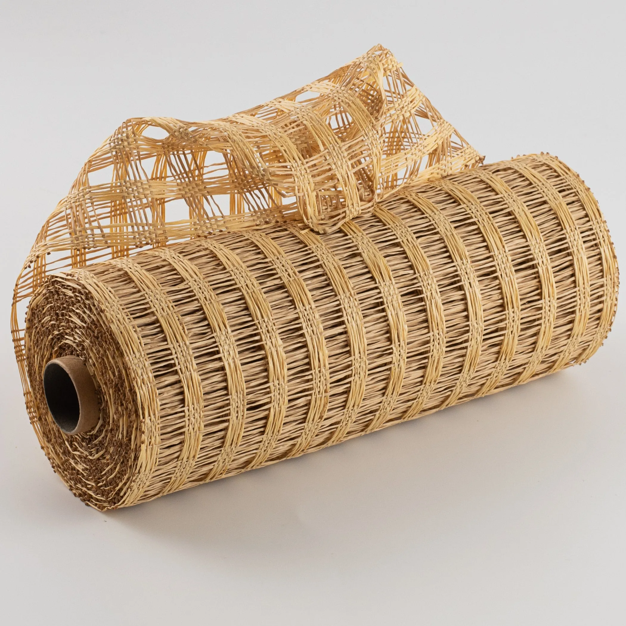 10" Poly Burlap Check Mesh: Buff & Beige