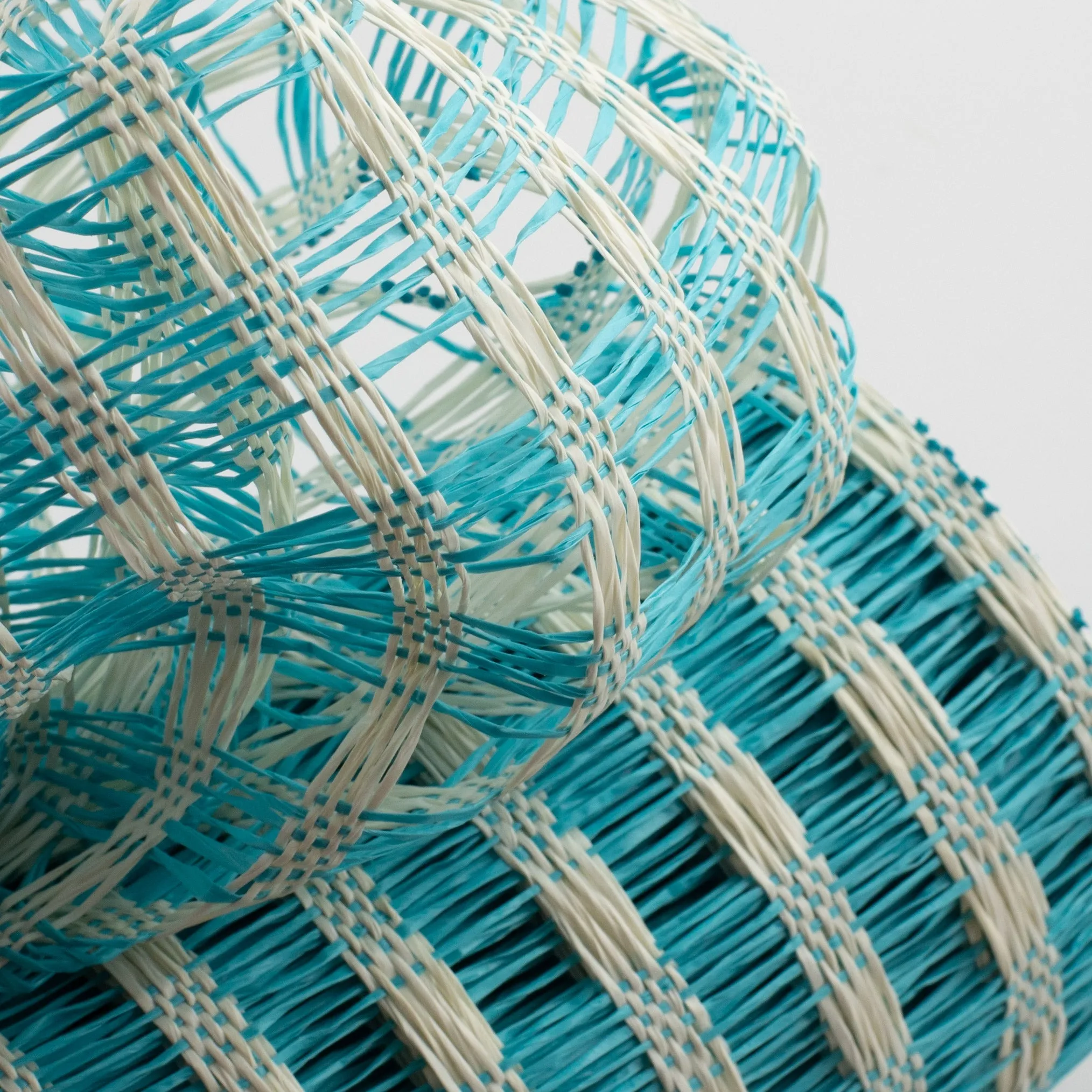 10" Poly Burlap Check Mesh: Turquoise & Cream