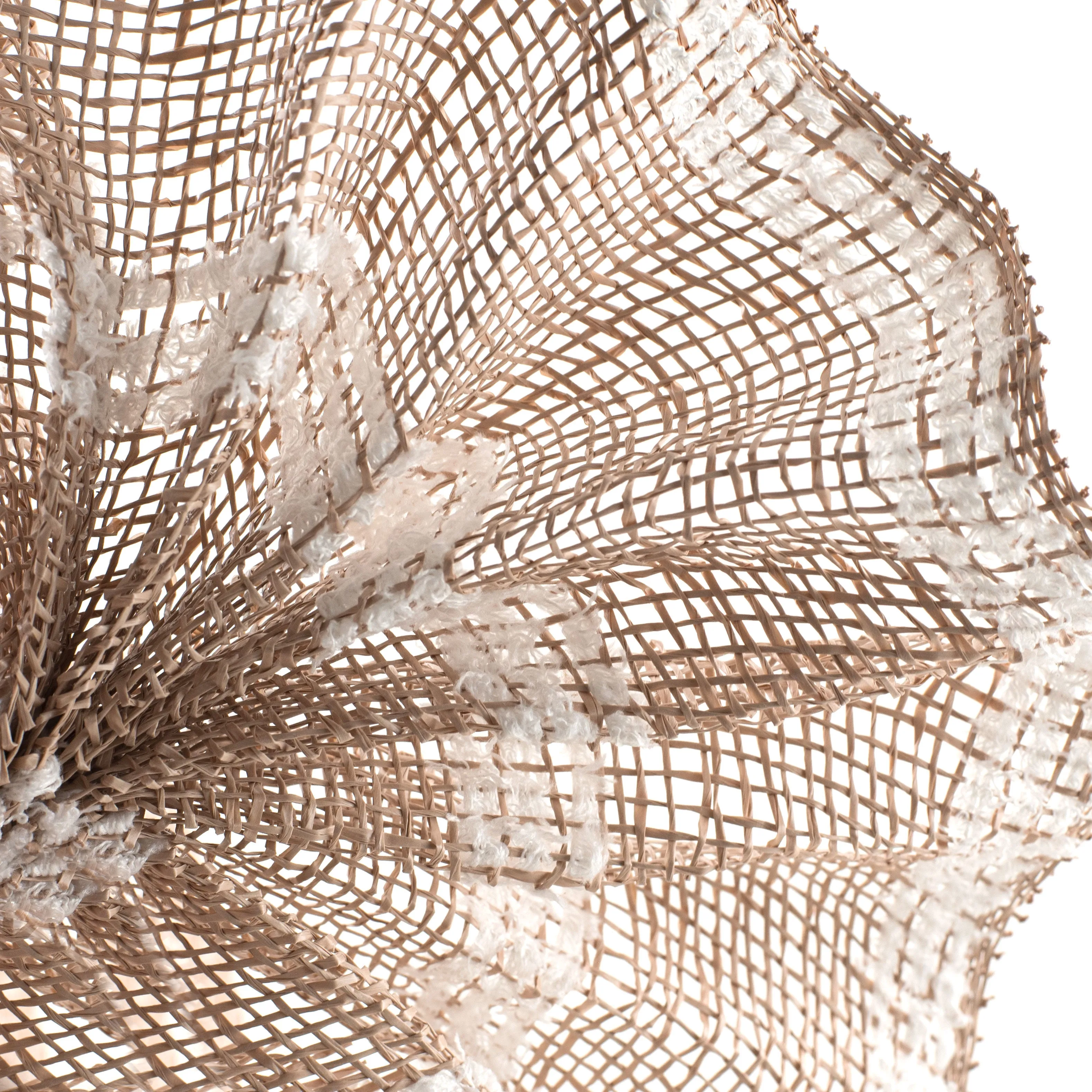 10" Poly Burlap Mesh: Natural Brown with Snowdrift