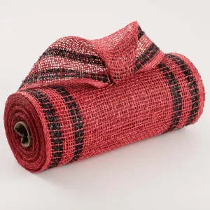 10" Poly Burlap Tinsel Border Mesh: Red & Black