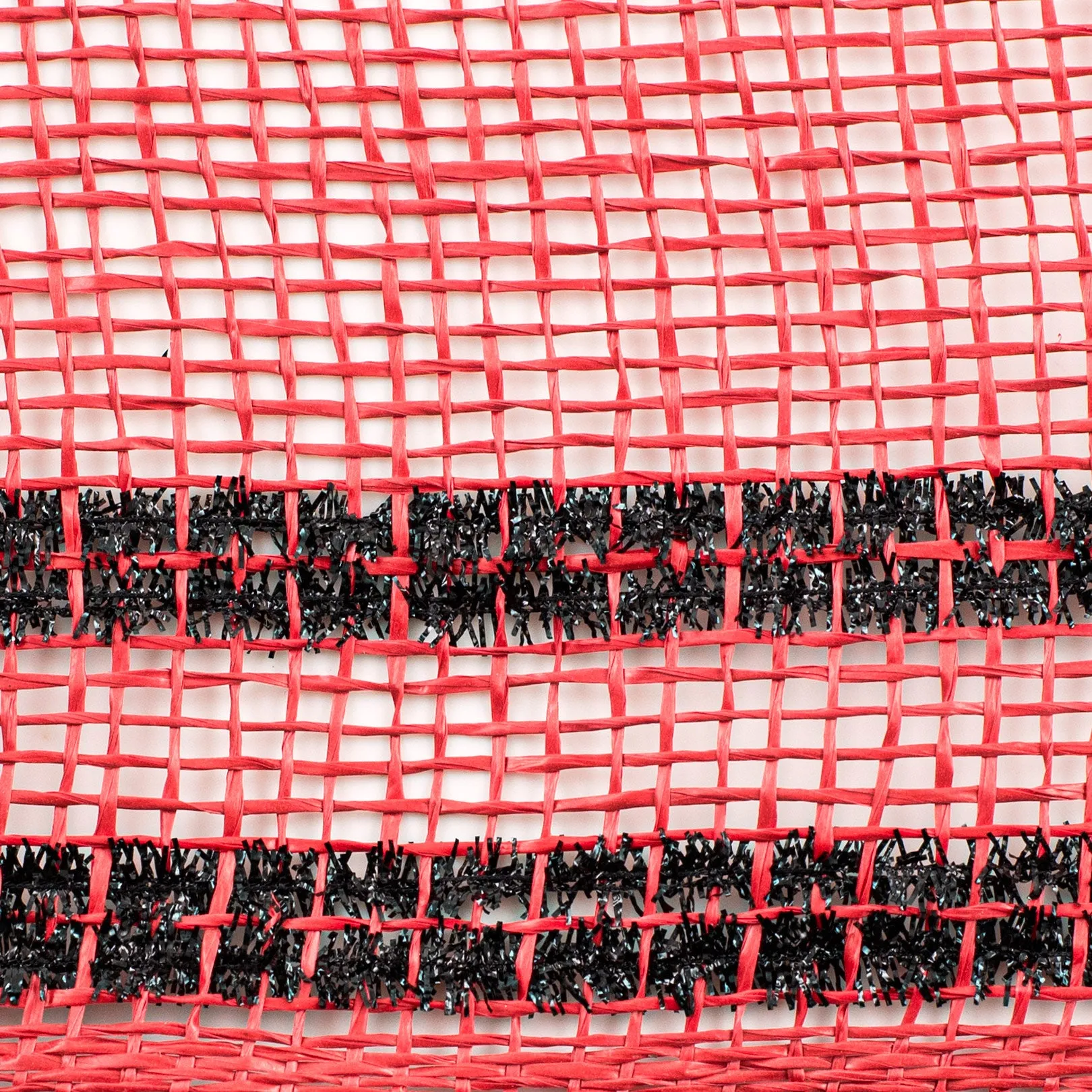 10" Poly Burlap Tinsel Border Mesh: Red & Black