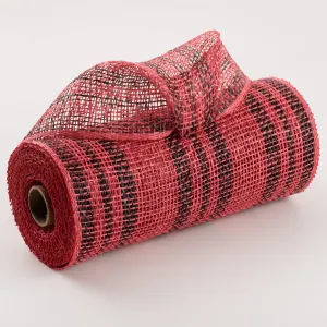 10" Poly Burlap Triple Stripe Mesh: Red & Black
