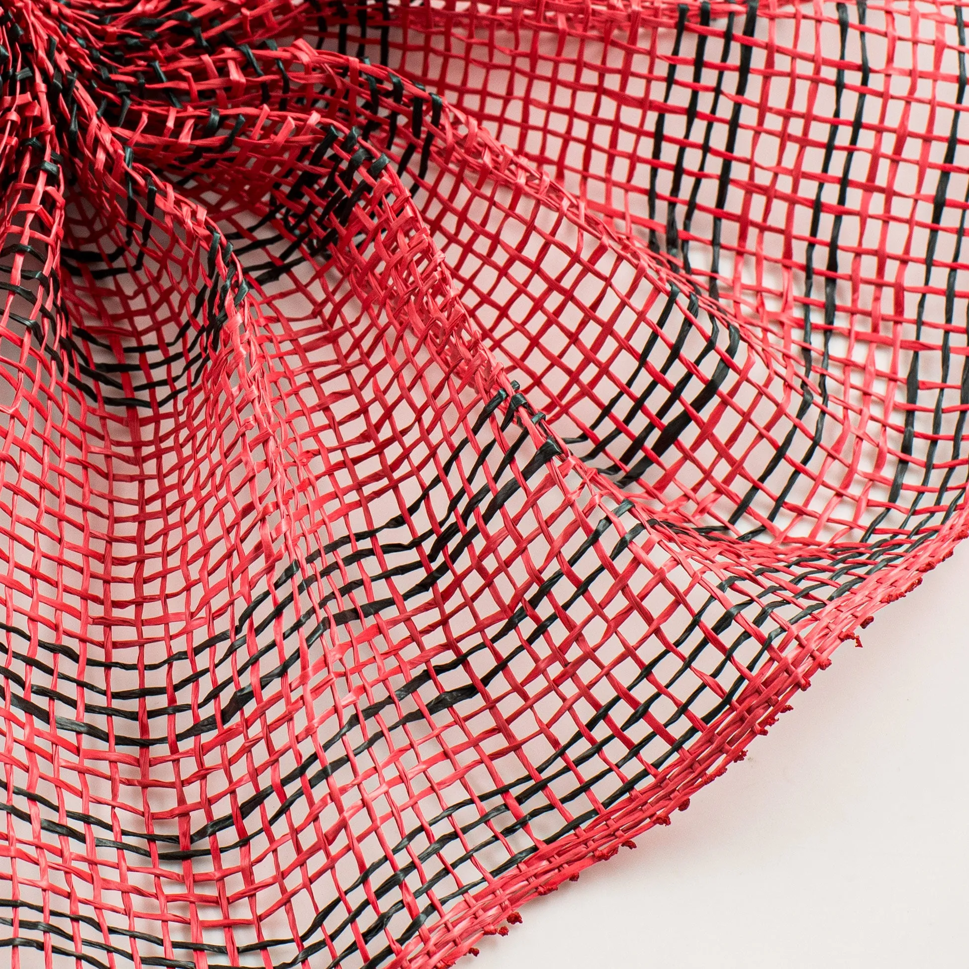 10" Poly Burlap Triple Stripe Mesh: Red & Black