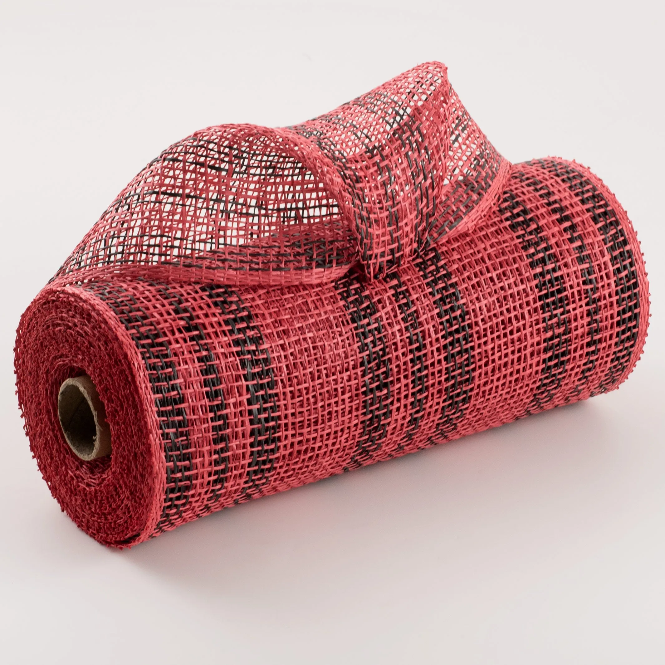 10" Poly Burlap Triple Stripe Mesh: Red & Black