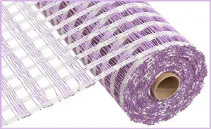 10" Poly Burlap Weaved Mesh: Cream/Lavender
