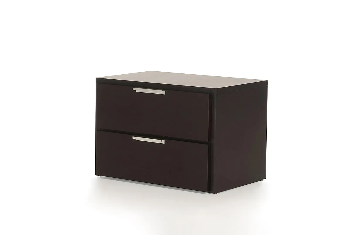 15" Wenge Veneer And Steel Nightstand