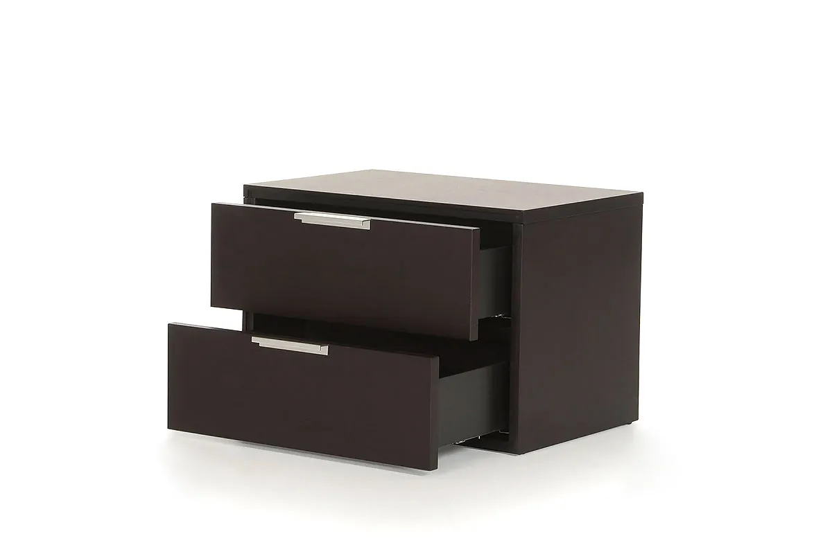 15" Wenge Veneer And Steel Nightstand