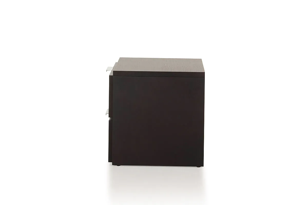 15" Wenge Veneer And Steel Nightstand
