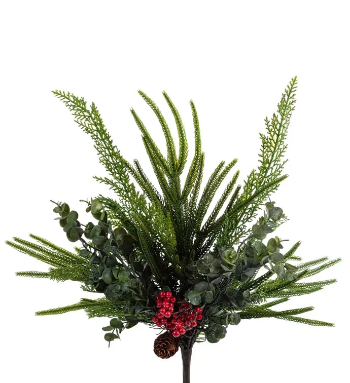 19" Pine/Fern Berry Bush