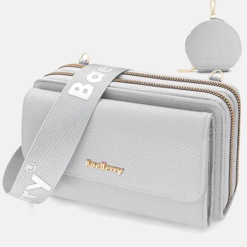 2 Pcs Phone Bag Coin Purse Faux Leather Women Crossbody Bag Wallet