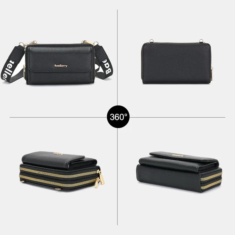2 Pcs Phone Bag Coin Purse Faux Leather Women Crossbody Bag Wallet