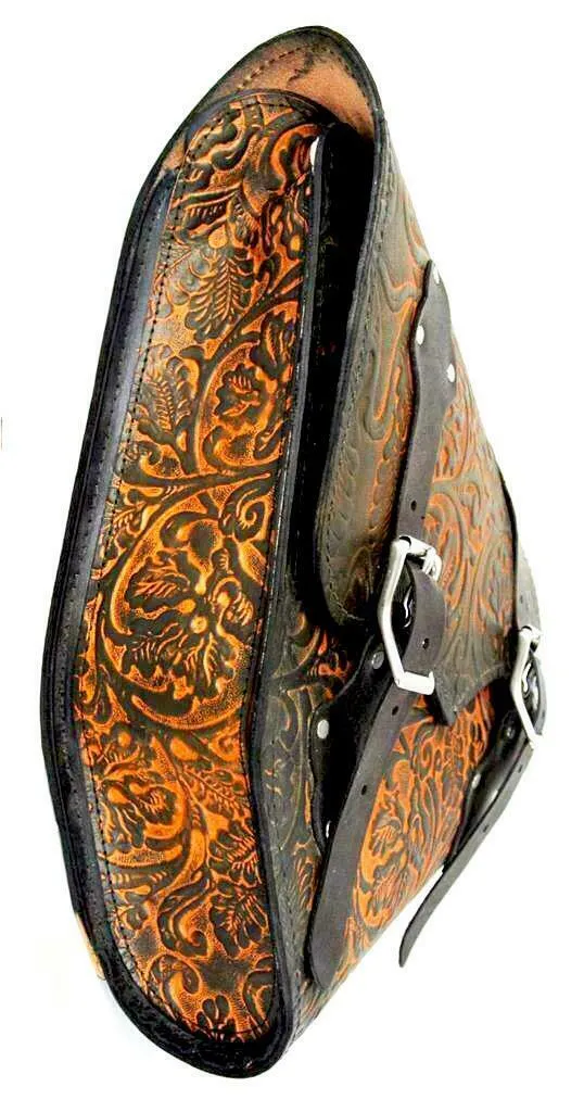 2000-2024 Harley Softail Saddle Bag Chopper Antique Brown Oak Leaf Leather MRC