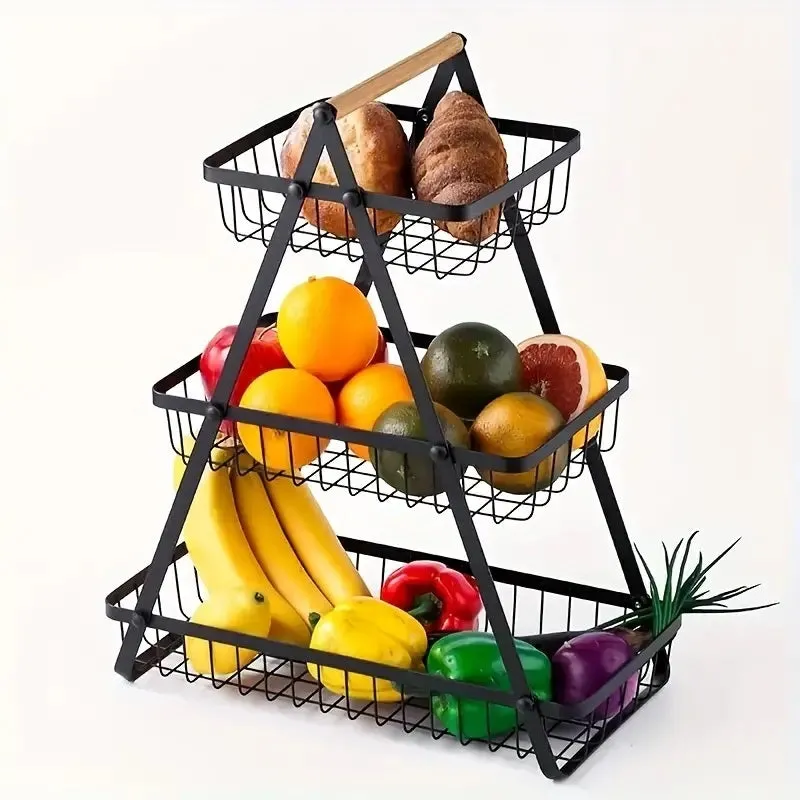 3 Tier Metalic Multi Purpose Storage Basket GOLDEN  (5346)