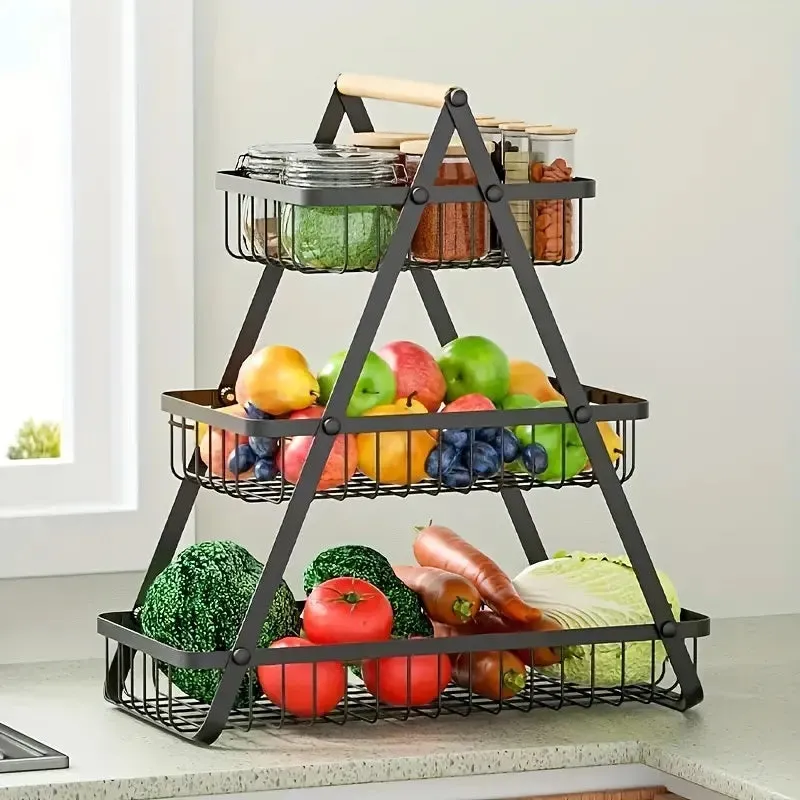 3 Tier Metalic Multi Purpose Storage Basket GOLDEN  (5346)
