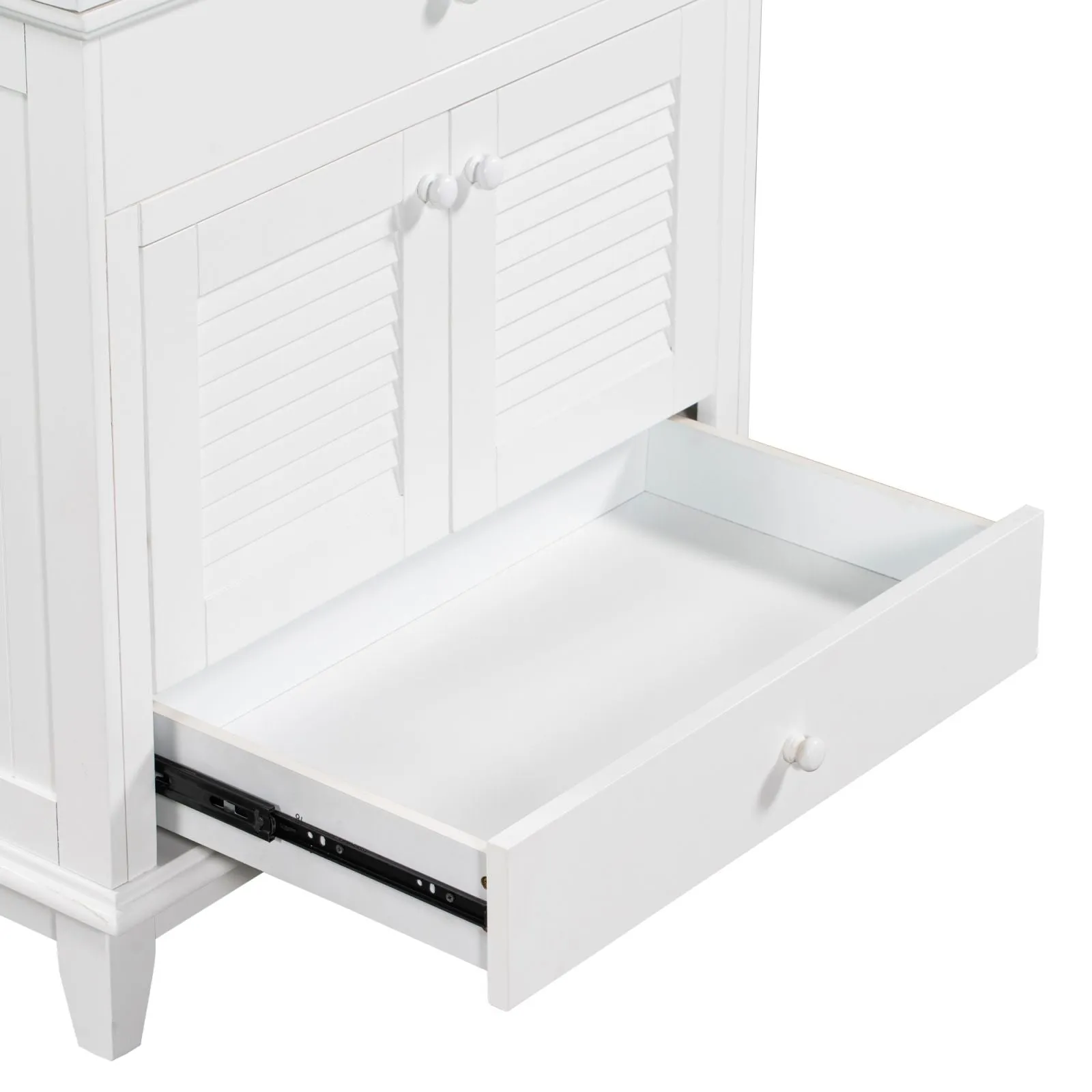 30" Wood Double Doors Bathroom Vanity,  White Spacious Drawer Standalone Cabinet