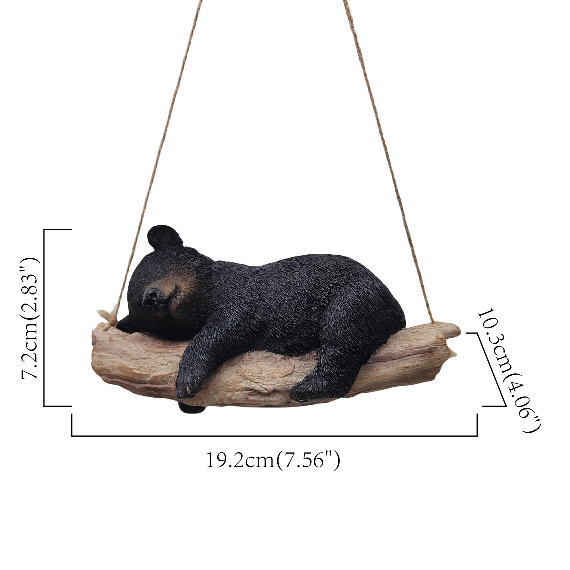 87957-O - Suspended Cub Serenity: Striking Black Hanging Bear Polyresin Figurine