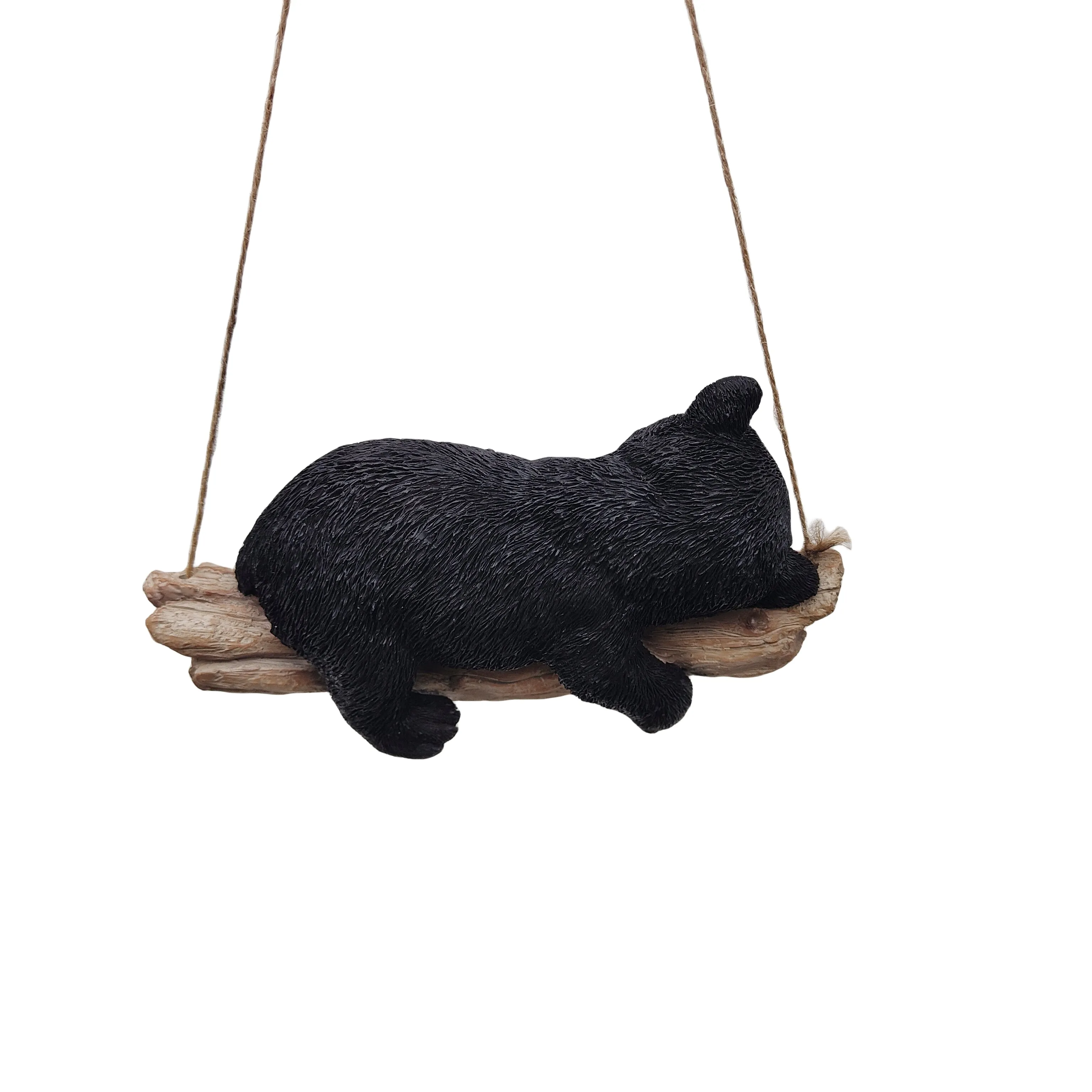 87957-O - Suspended Cub Serenity: Striking Black Hanging Bear Polyresin Figurine