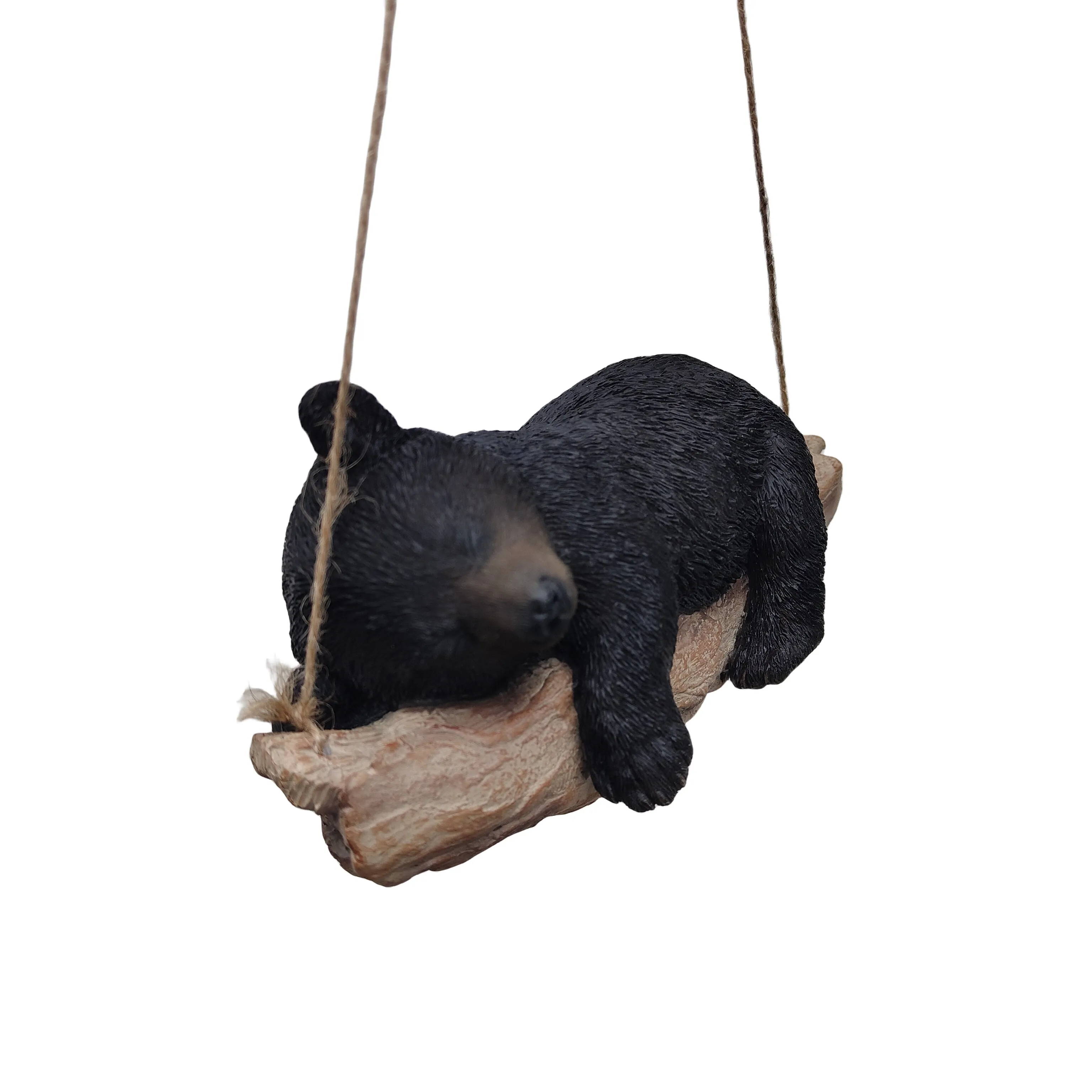 87957-O - Suspended Cub Serenity: Striking Black Hanging Bear Polyresin Figurine