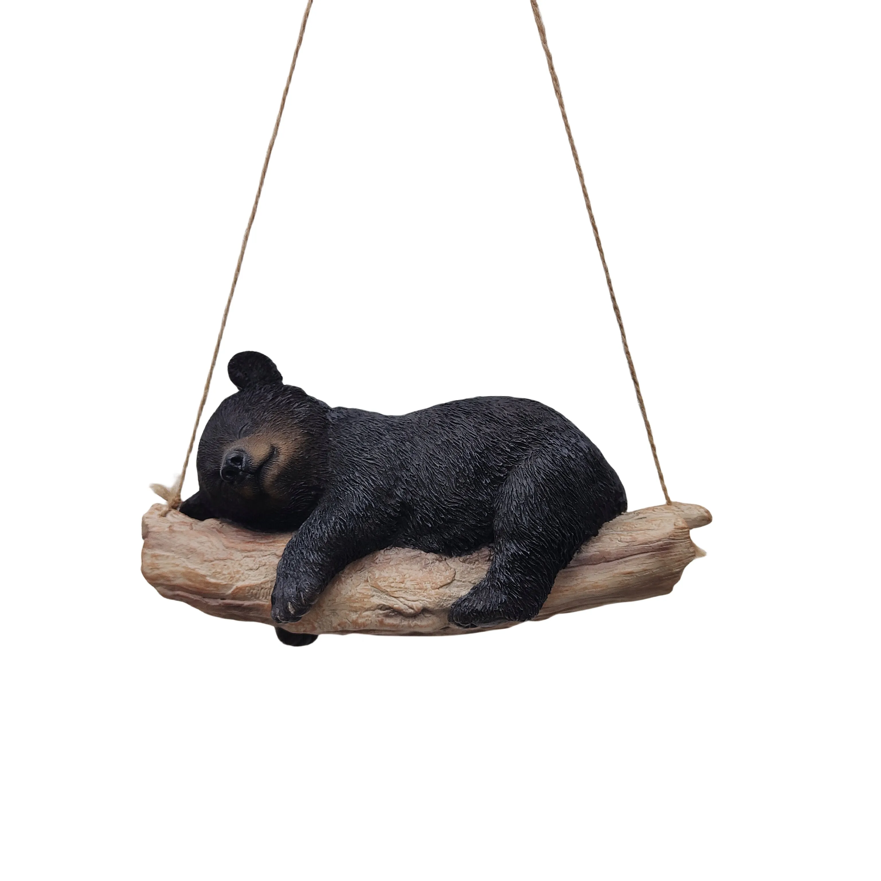 87957-O - Suspended Cub Serenity: Striking Black Hanging Bear Polyresin Figurine