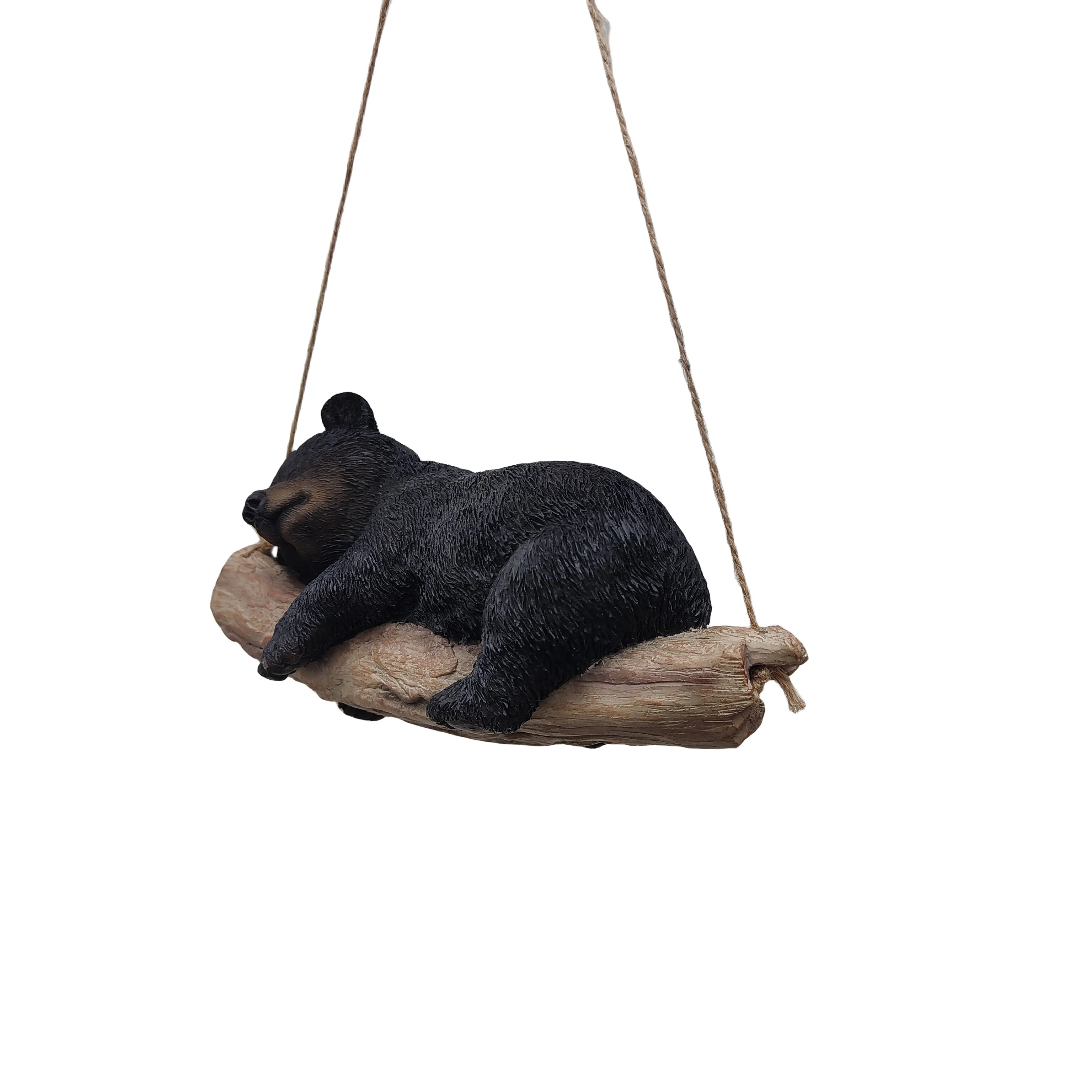 87957-O - Suspended Cub Serenity: Striking Black Hanging Bear Polyresin Figurine