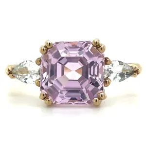 9ct Yellow Gold Earth Grown 2.3ct Kunzite & White Sapphire Ring