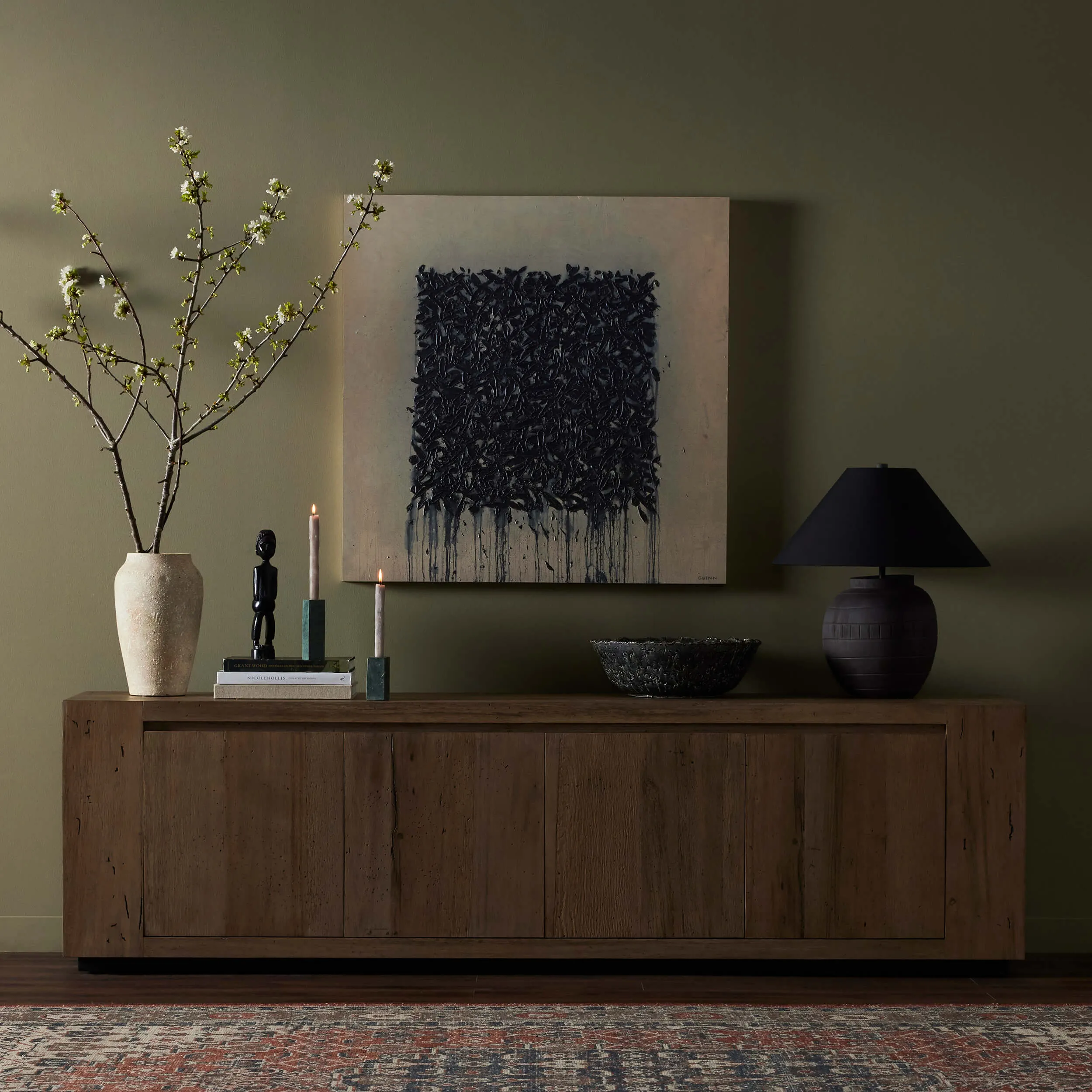 Abaso Media Console, Rustic Wormwood